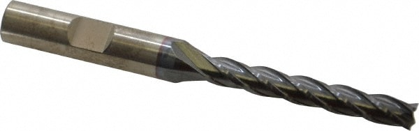 Cleveland C33459 Square End Mill: 1/4 Dia, 1-3/4 LOC, 3/8 Shank Dia, 3-9/16 OAL, 4 Flutes, High Speed Steel Image