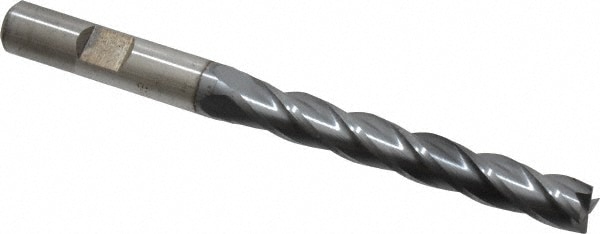 Cleveland C33462 Square End Mill: 11/32 Dia, 2-1/2 LOC, 3/8 Shank Dia, 4-1/4 OAL, 4 Flutes, High Speed Steel Image