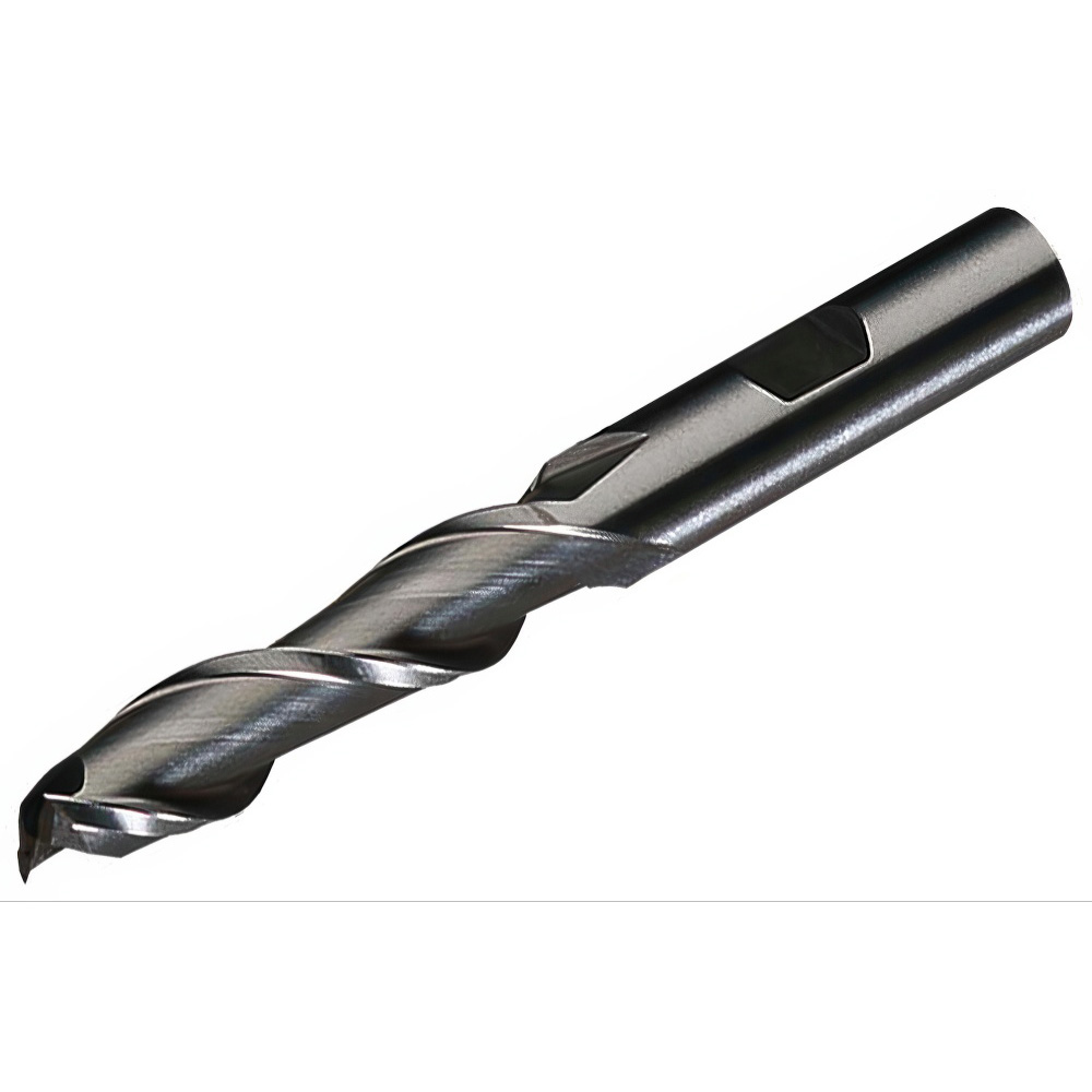 Square End Mill: 1/4" Dia, 5/8" LOC, 2 Flute, High Speed Steel - 2-7/16" OAL, 3/8" Shank Dia, 37 deg Helix, TiCN Finish, Single End, Series HGA-2-TC