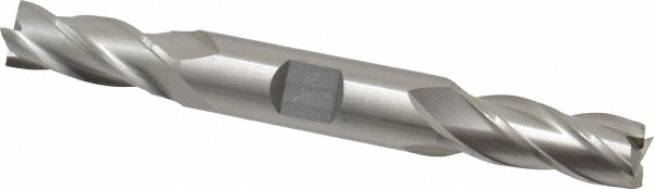 Square End Mill: 7/16" Dia, 1" LOC, 4 Flute, Cobalt - 4-1/2" OAL, 1/2" Shank Dia, 30 deg Helix, Bright/Uncoated Finish, Double End, Series HDC-4C