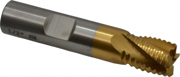 Cleveland C32218 Square End Mill: 1/2 Dia, 1/2 LOC, 1/2 Shank Dia, 2-1/2 OAL, 4 Flutes, Powdered Metal Image