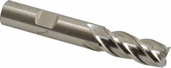Square End Mill: 1/2" Dia, 1-1/4" LOC, 4 Flute, Powdered Metal - 3-1/2" OAL, 1/2" Shank Dia, 37 deg Helix, Bright/Uncoated Finish, Single End, Series PM-4