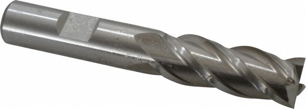 Cleveland C31955 Square End Mill: 9/16 Dia, 1-3/8 LOC, 1/2 Shank Dia, 3-3/8 OAL, 4 Flutes, Powdered Metal Image