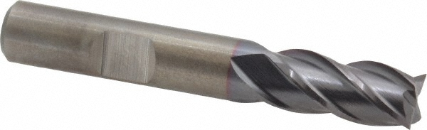 Square End Mill: 3/8" Dia, 3/4" LOC, 4 Flute, Powdered Metal - 2-1/2" OAL, 3/8" Shank Dia, 37 deg Helix, TiCN Finish, Single End, Series PM-4-TC