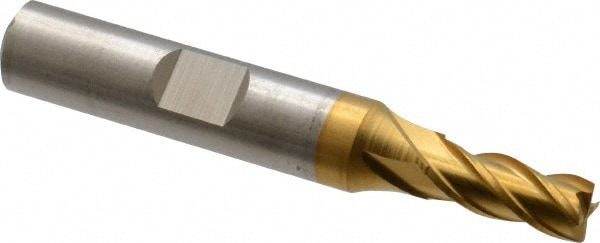 Cleveland C31964 Square End Mill: 1/4 Dia, 5/8 LOC, 3/8 Shank Dia, 2-7/16 OAL, 4 Flutes, Powdered Metal Image