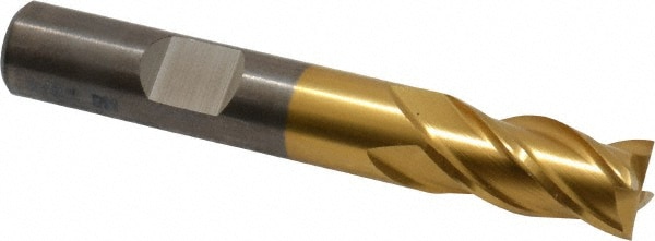 Cleveland C31968 Square End Mill: 3/8 Dia, 3/4 LOC, 3/8 Shank Dia, 2-1/2 OAL, 4 Flutes, Powdered Metal Image