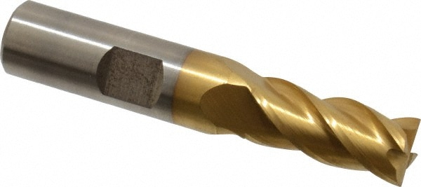 Cleveland C31970 Square End Mill: 7/16 Dia, 1 LOC, 1/2 Shank Dia, 2-11/16 OAL, 4 Flutes, Powdered Metal Image