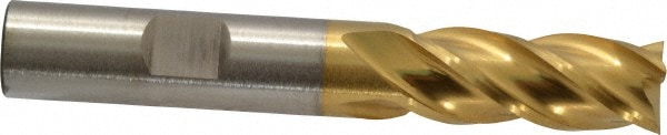 Cleveland C31972 Square End Mill: 1/2 Dia, 1-1/4 LOC, 1/2 Shank Dia, 3-1/2 OAL, 4 Flutes, Powdered Metal Image