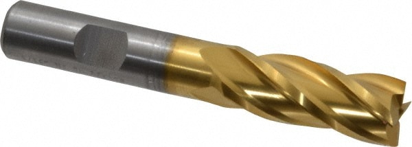 Cleveland C31973 Square End Mill: 9/16 Dia, 1-3/8 LOC, 1/2 Shank Dia, 3-3/8 OAL, 4 Flutes, Powdered Metal Image