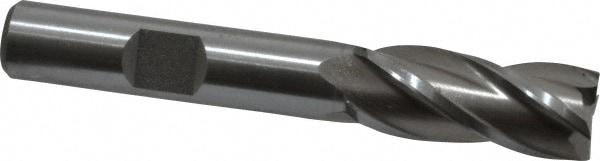 Cleveland C32570 Square End Mill: 7/16 Dia, 1 LOC, 3/8 Shank Dia, 2-11/16 OAL, 4 Flutes, Cobalt Image