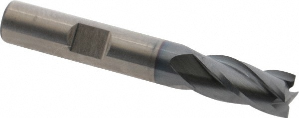 Cleveland C32625 Square End Mill: 3/8 Dia, 3/4 LOC, 3/8 Shank Dia, 2-1/2 OAL, 4 Flutes, Cobalt Image