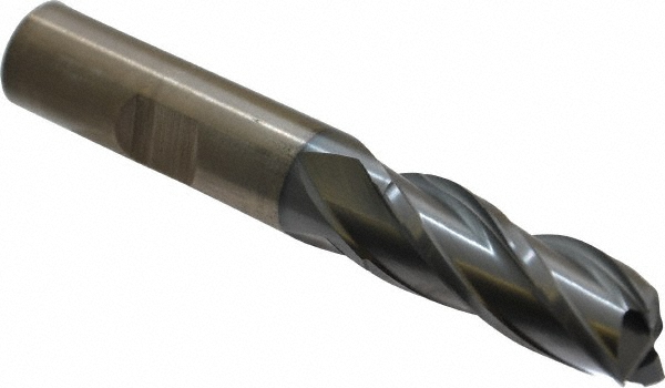 Square End Mill: 1/2" Dia, 1-1/4" LOC, 4 Flute, Cobalt - 3-1/4" OAL, 1/2" Shank Dia, 30 deg Helix, TiCN Finish, Single End, Series HGC-4C-TC