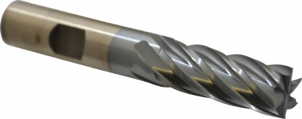 Cleveland C32634 Square End Mill: 1/2 Dia, 1-1/4 LOC, 1/2 Shank Dia, 3-1/4 OAL, 6 Flutes, Cobalt Image