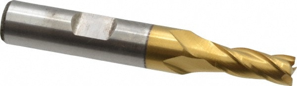 Cleveland C32581 Square End Mill: 1/4 Dia, 5/8 LOC, 3/8 Shank Dia, 2-7/16 OAL, 4 Flutes, Cobalt Image