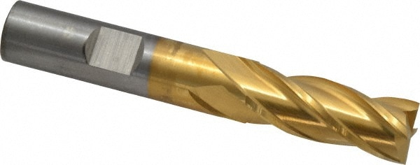 Cleveland C32597 Square End Mill: 1/2 Dia, 1-1/4 LOC, 1/2 Shank Dia, 3-1/4 OAL, 4 Flutes, Cobalt Image