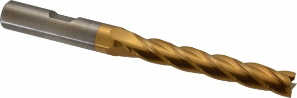 Cleveland C32702 Square End Mill: 5/16 Dia, 2 LOC, 3/8 Shank Dia, 3-3/4 OAL, 4 Flutes, Cobalt 