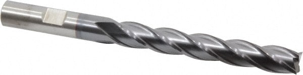 Cleveland C32722 Square End Mill: 3/8 Dia, 2-1/2 LOC, 3/8 Shank Dia, 4-1/4 OAL, 4 Flutes, Cobalt Image