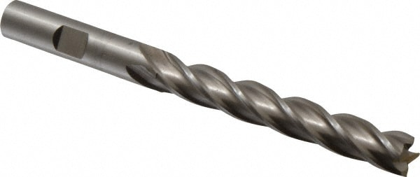 Cleveland C42913 Square End Mill: 3/8 Dia, 2-1/2 LOC, 3/8 Shank Dia, 4-1/4 OAL, 4 Flutes, Cobalt 