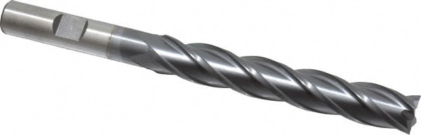 Cleveland C32724 Square End Mill: 7/16 Dia, 2 LOC, 3/8 Shank Dia, 4-1/2 OAL, 4 Flutes, Cobalt 