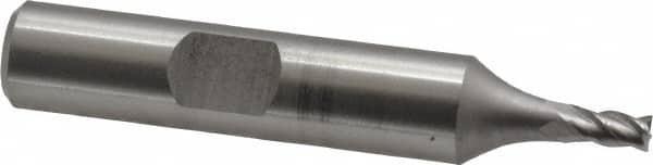 Cleveland C43208 Square End Mill: 1/8 Dia, 1/4 LOC, 1/8 Shank Dia, 2-3/16 OAL, 4 Flutes, Powdered Metal 