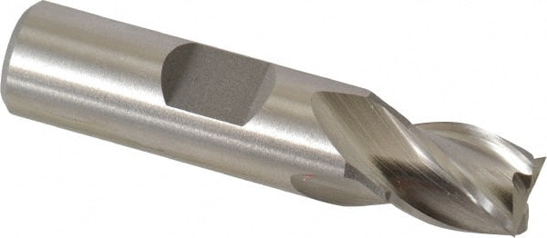 Cleveland C43213 Square End Mill: 7/16 Dia, 1/2 LOC, 1/2 Shank Dia, 2-3/16 OAL, 4 Flutes, Powdered Metal 
