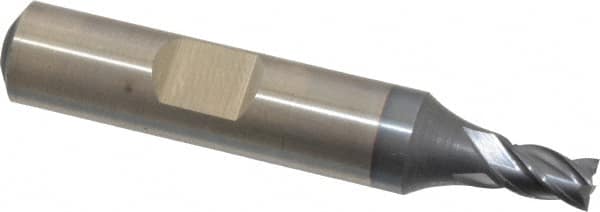 Cleveland C31940 Square End Mill: 3/16 Dia, 1/4 LOC, 3/8 Shank Dia, 2-1/8 OAL, 4 Flutes, Powdered Metal 