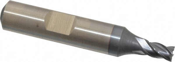 Cleveland C31940 Square End Mill: 3/16 Dia, 1/4 LOC, 3/8 Shank Dia, 2-1/8 OAL, 4 Flutes, Powdered Metal 