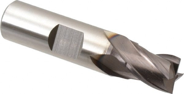 Cleveland C31944 Square End Mill: 7/16 Dia, 1/2 LOC, 1/2 Shank Dia, 2-3/16 OAL, 4 Flutes, Powdered Metal 