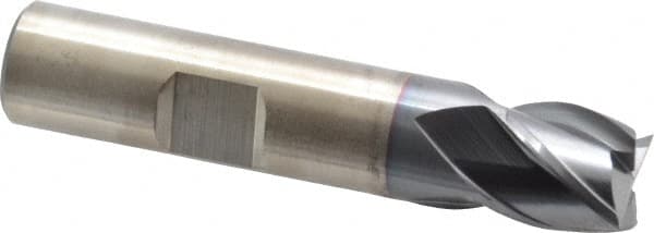 Cleveland C31945 Square End Mill: 1/2 Dia, 1/2 LOC, 1/2 Shank Dia, 2-1/2 OAL, 4 Flutes, Powdered Metal 