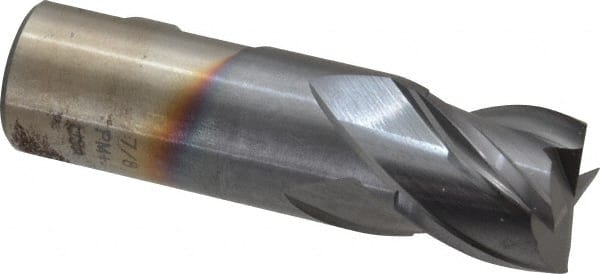 Cleveland C31951 Square End Mill: 7/8 Dia, 1-1/4 LOC, 7/8 Shank Dia, 3-1/8 OAL, 4 Flutes, Powdered Metal 