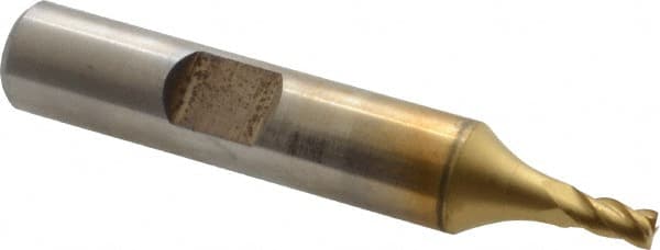 Cleveland C31924 Square End Mill: 1/8 Dia, 1/4 LOC, 1/8 Shank Dia, 2-3/16 OAL, 4 Flutes, Powdered Metal 