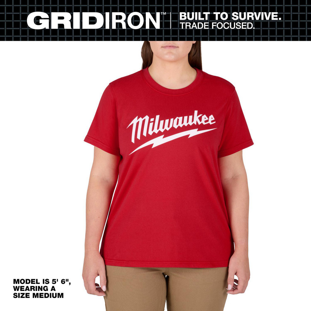 Milwaukee Tool | Milwaukee Work Shirt: Moisture Wicking & Machine Washable, Short Sleeve, X-Small, Cotton & Polyester, Red, 0 Pocket - Short Sleeve