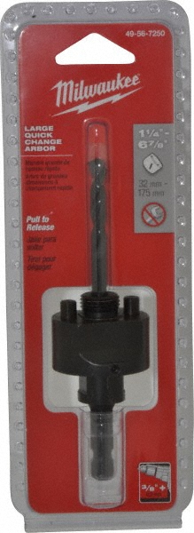 Hole Saw Arbor: 6" Saw Dia, Straight Shank, Drill Pilot