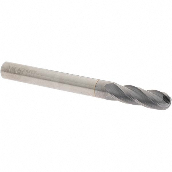 OSG 404-2500-BN08 Ball End Mill: 0.25" Dia, 0.75" LOC, 4 Flute, Solid Carbide Image