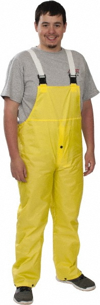 Rain Bib Overalls: Size Medium, Nylon - Yellow, 0, Snaps Closure