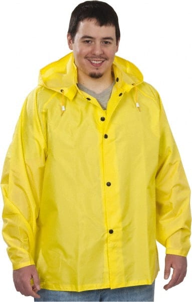 MCR SAFETY 550JL Rain Jacket: Size Large, Yellow, Nylon 