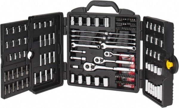 Socket Set: Deep Standard, 170 Pc, 1/2, 1/4, 3/8" Drive - 4 Point