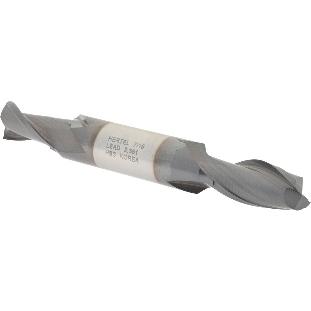 Hertel EF050028 Square End Mill: 7/16 Dia, 13/16 LOC, 1/2 Shank Dia, 3-3/4 OAL, 2 Flutes, High Speed Steel Image