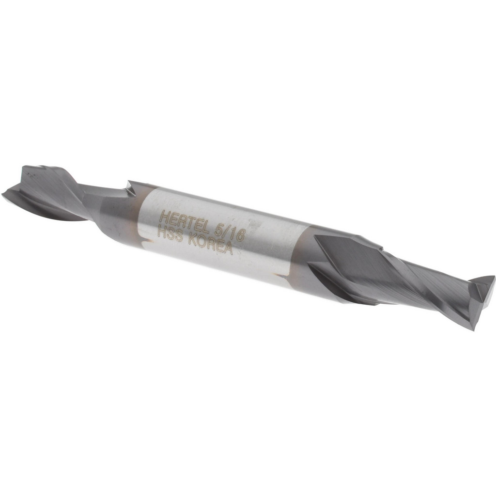 Hertel EF050020 Square End Mill: 5/16 Dia, 9/16 LOC, 3/8 Shank Dia, 5-5/8 OAL, 2 Flutes, High Speed Steel Image