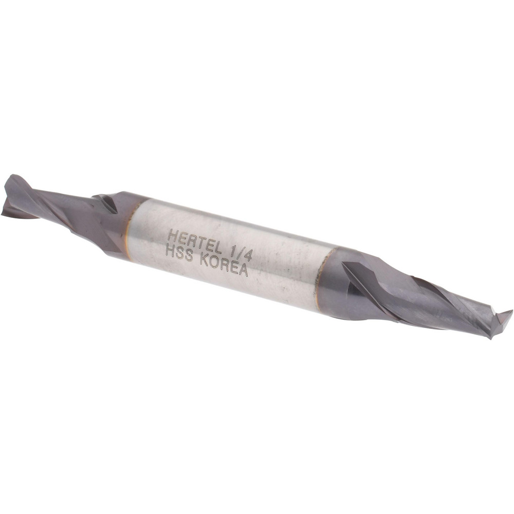 Hertel EF050016 Square End Mill: 1/4" Dia, 2 Flutes, 1/2" LOC, High Speed Steel, 30 &deg; Helix Image
