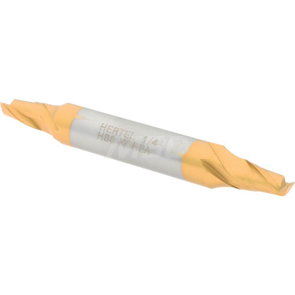 Hertel E899921320 Square End Mill: 1/4 Dia, 3/8 LOC, 3/8 Shank Dia, 2-7/8 OAL, 2 Flutes, High Speed Steel Image