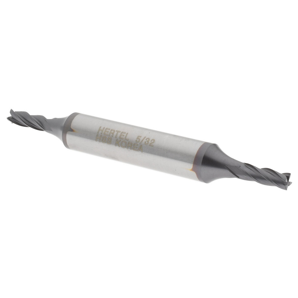 Hertel EF053010 Square End Mill: 5/32 Dia, 7/16 LOC, 3/8 Shank Dia, 3-1/8 OAL, 4 Flutes, High Speed Steel Image
