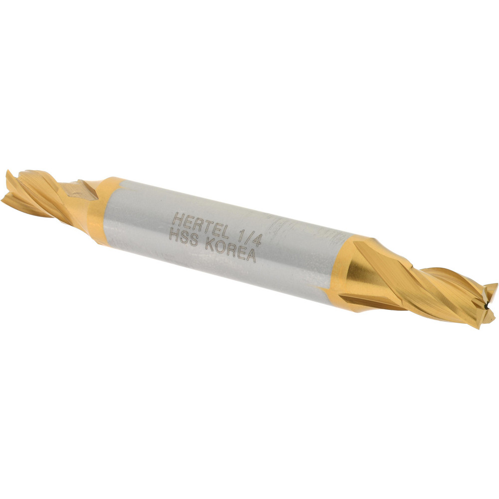 Hertel E899921321 Square End Mill: 1/4 Dia, 3/8 LOC, 3/8 Shank Dia, 2-7/8 OAL, 4 Flutes, High Speed Steel Image