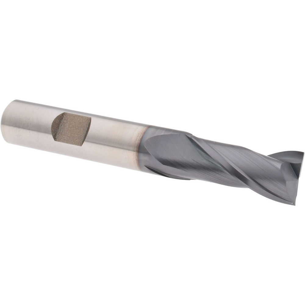 Square End Mill: 17/32" Dia, 2 Flutes, 1-1/8" LOC, High Speed Steel, 30 ° Helix