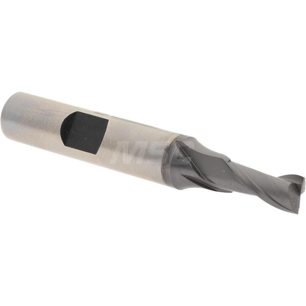 Hertel E799921149 Square End Mill: 1/4 Dia, 1/2 LOC, 3/8 Shank Dia, 2-7/16 OAL, 2 Flutes, High Speed Steel Image