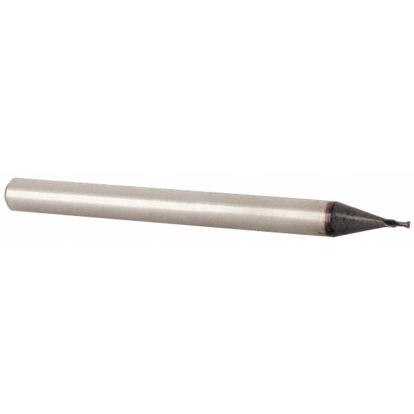 EM95992401 Square End Mill: 0.024 Dia, 0.04 LOC, 1/8 Shank Dia, 1-1/2 OAL, 2 Flutes, Solid Carbide  