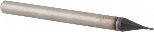EM95992001 Square End Mill: 1/64 Dia, 0.035 LOC, 1/8 Shank Dia, 1-1/2 OAL, 2 Flutes, Solid Carbide  