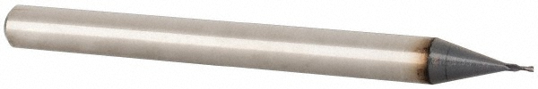 EM95991601 Square End Mill: 1/64 Dia, 1/32 LOC, 1/8 Shank Dia, 1-1/2 OAL, 2 Flutes, Solid Carbide  