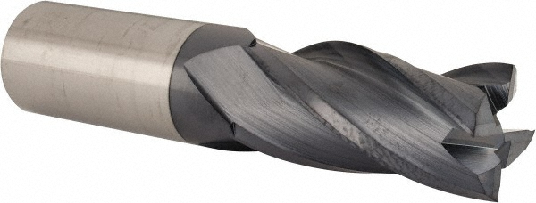 EM15306401 Square End Mill: 1 Dia, 2 LOC, 1 Shank Dia, 4-1/2 OAL, 4 Flutes, Solid Carbide  