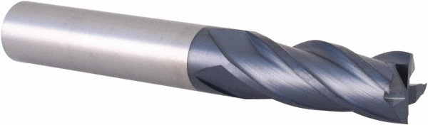 EM15302401 Square End Mill: 3/8 Dia, 1 LOC, 3/8 Shank Dia, 2-3/4 OAL, 4 Flutes, Solid Carbide  
